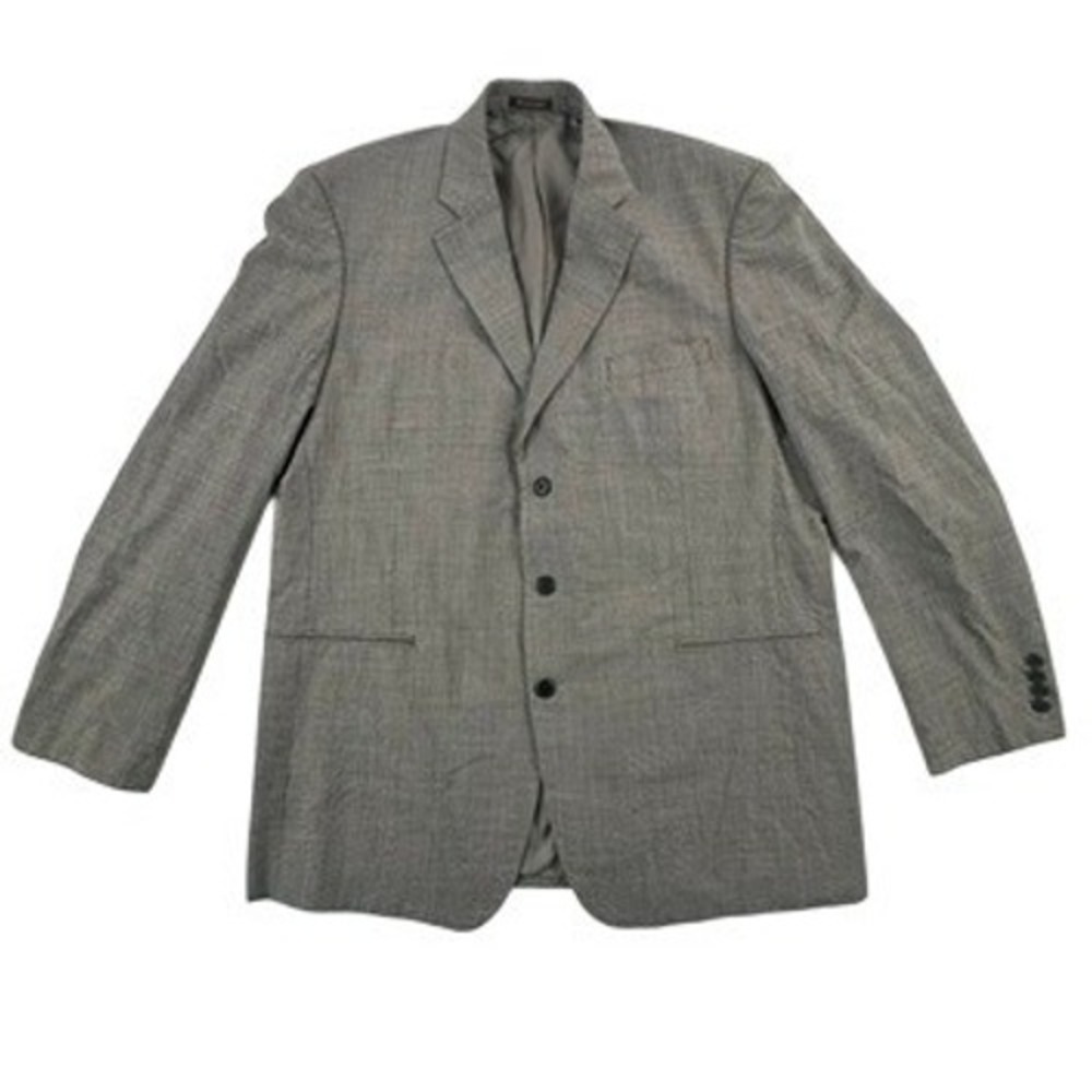 Marzoni Mens Blazer 48R Gray Plaid Lanificio di Marzoni Wool Silk Blend 3 Button - Picture 2 of 15